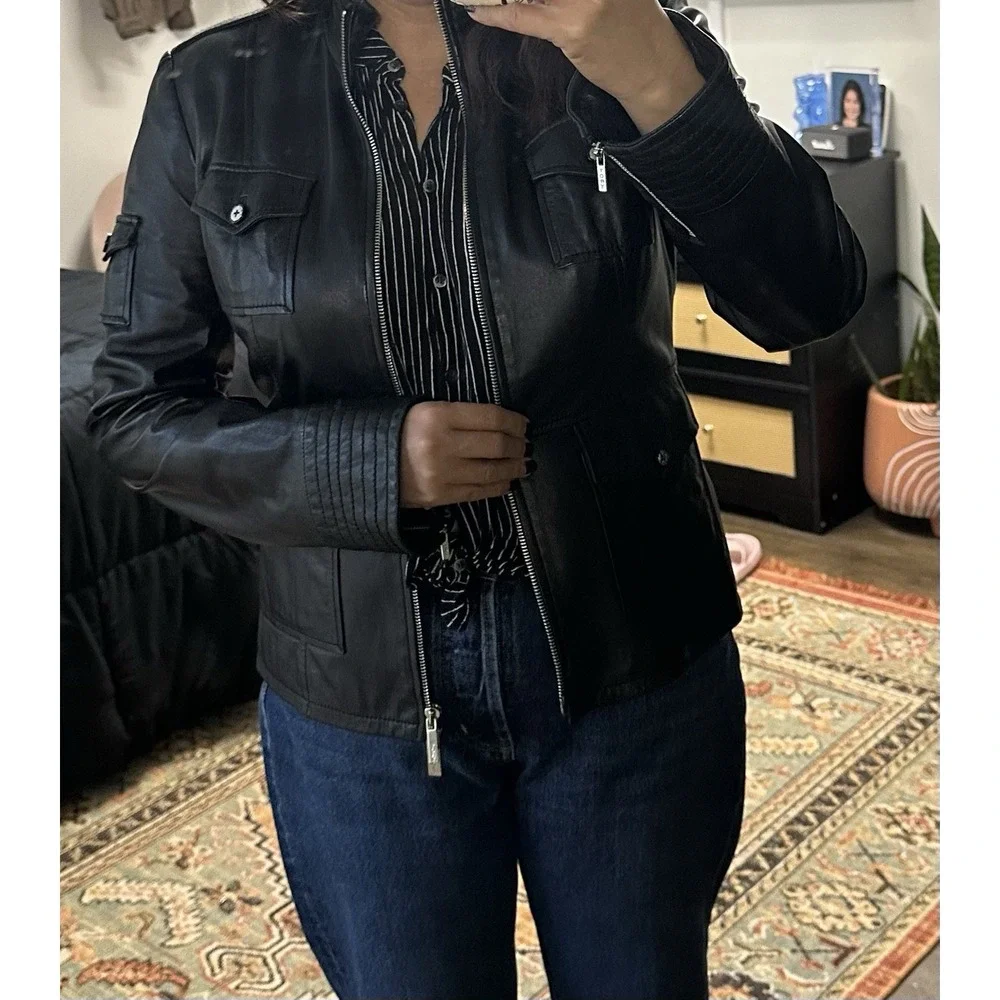 Tory Burch Black Leather Moto / Biker Jacket - Soft Leather‎ *Size 10 /Medium